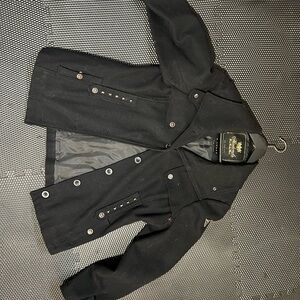 Black Wool Studded Size XL Peacoat
